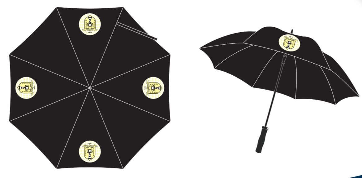 Golf Club branded Umbrellas for Sale - Help raise funds for a defibrillator